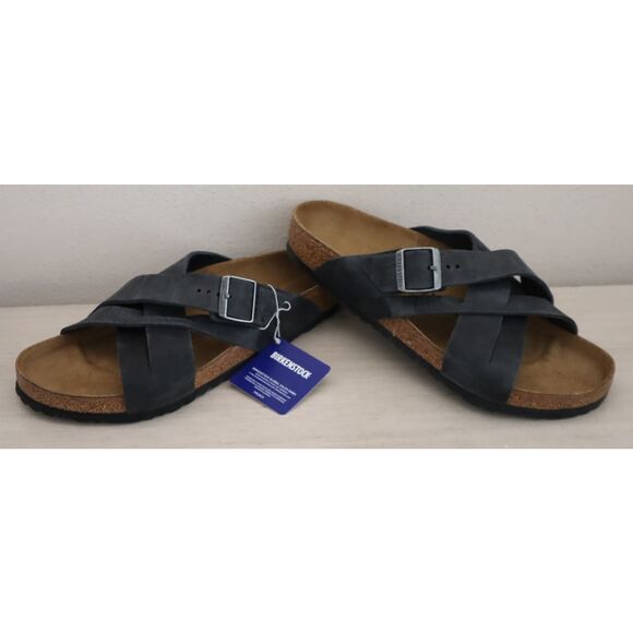 Birkenstock 1017465 Men's Sz 45 US 12 Old Black Lugano Waxy Leather Sandals - Picture 13 of 14